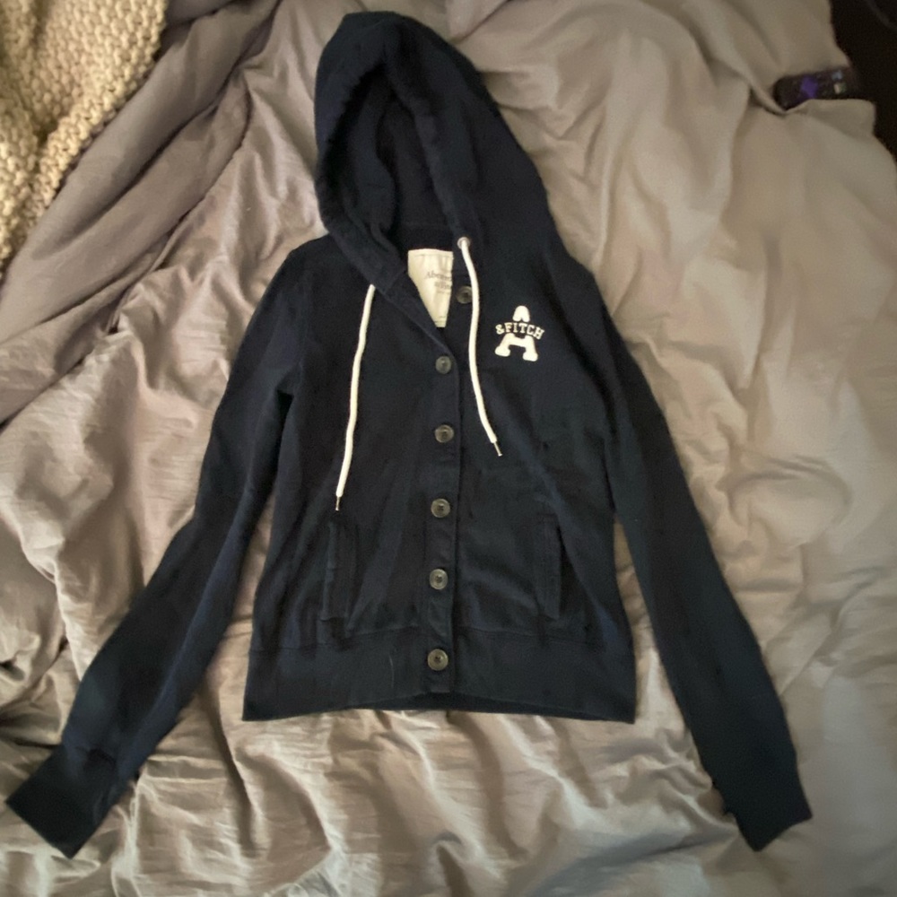 Abercrombie & Fitch Navy Hoodie with White Accents
